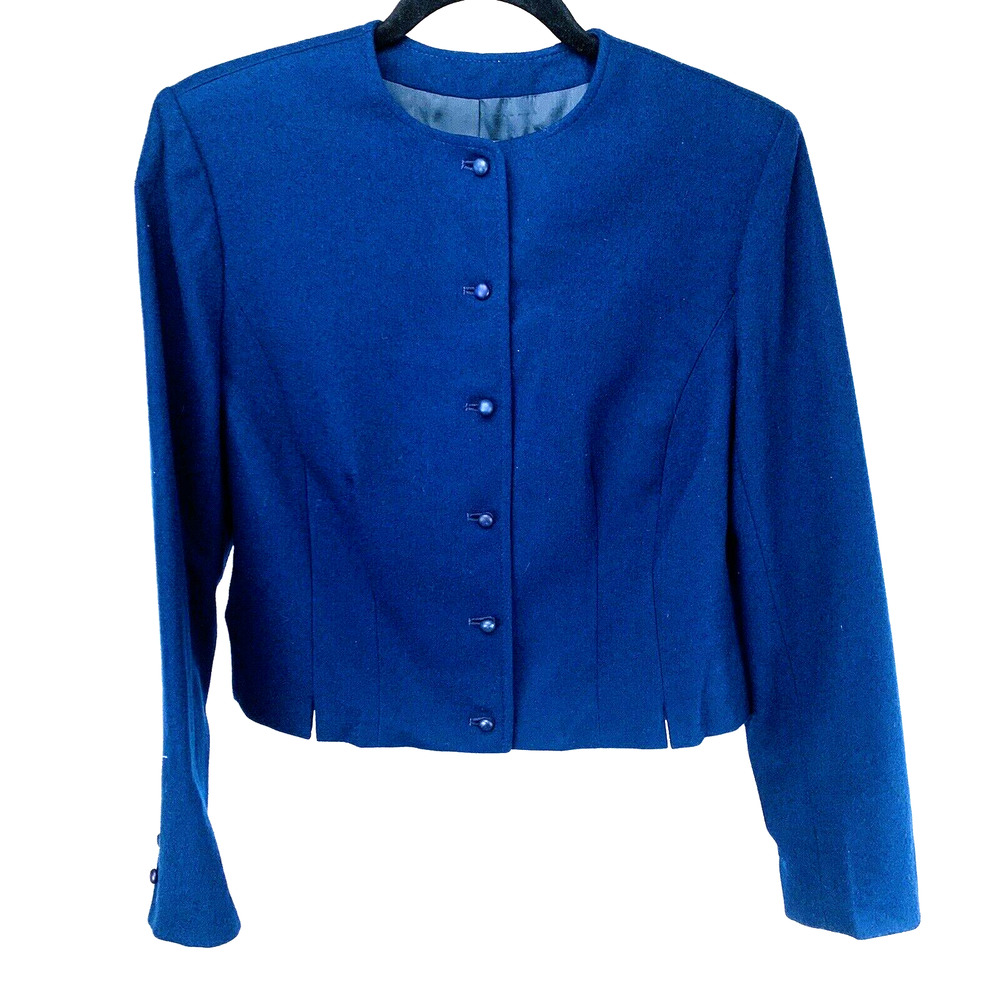 Pendleton Vintage Wool Jacket Cropped Blue Made in USA 50's